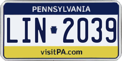PA license plate LIN2039
