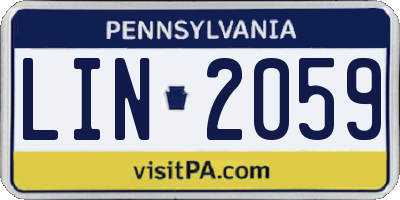 PA license plate LIN2059