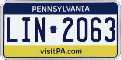 PA license plate LIN2063