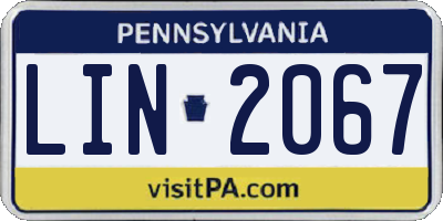 PA license plate LIN2067