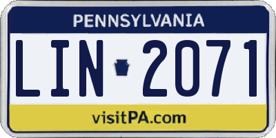 PA license plate LIN2071