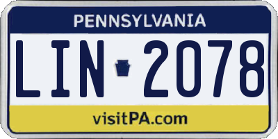 PA license plate LIN2078