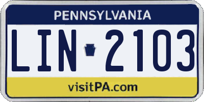 PA license plate LIN2103