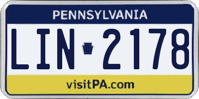 PA license plate LIN2178