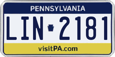 PA license plate LIN2181