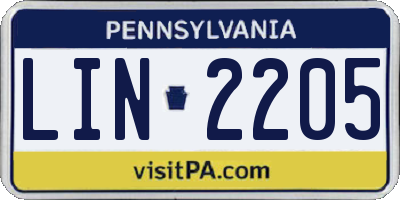 PA license plate LIN2205