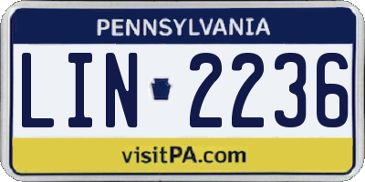 PA license plate LIN2236