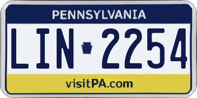 PA license plate LIN2254