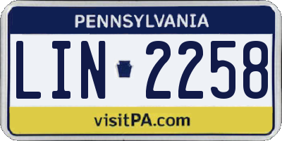 PA license plate LIN2258