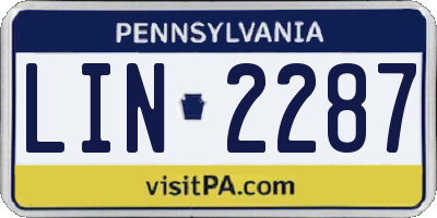 PA license plate LIN2287