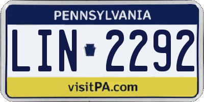 PA license plate LIN2292