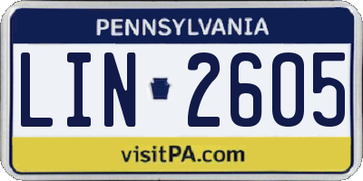 PA license plate LIN2605