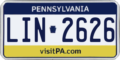 PA license plate LIN2626