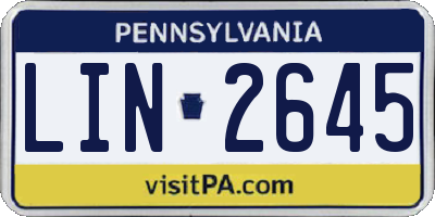 PA license plate LIN2645