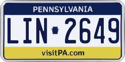 PA license plate LIN2649