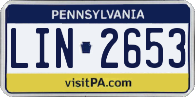 PA license plate LIN2653