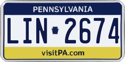 PA license plate LIN2674