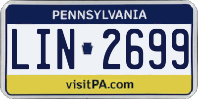 PA license plate LIN2699