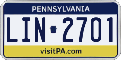 PA license plate LIN2701