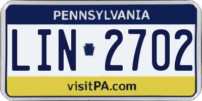 PA license plate LIN2702