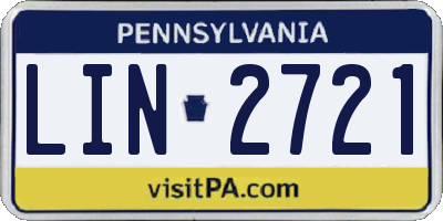 PA license plate LIN2721