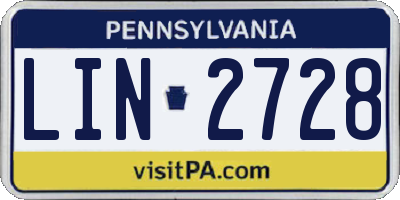 PA license plate LIN2728
