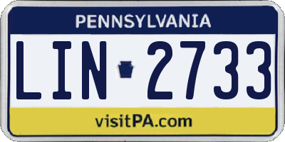 PA license plate LIN2733