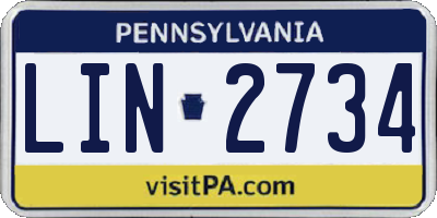 PA license plate LIN2734
