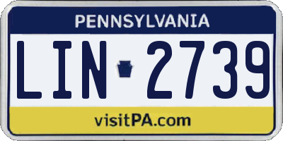 PA license plate LIN2739