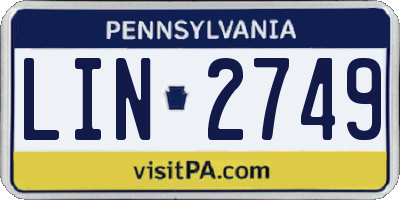 PA license plate LIN2749