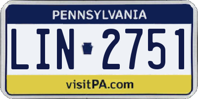 PA license plate LIN2751