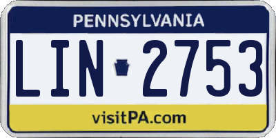 PA license plate LIN2753