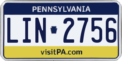 PA license plate LIN2756