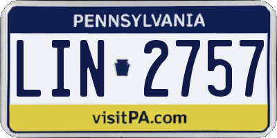 PA license plate LIN2757