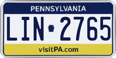 PA license plate LIN2765