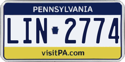 PA license plate LIN2774