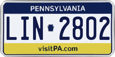 PA license plate LIN2802
