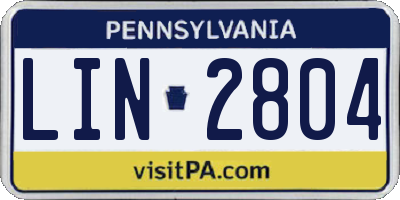 PA license plate LIN2804