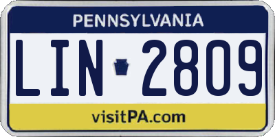 PA license plate LIN2809