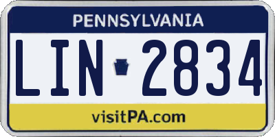 PA license plate LIN2834