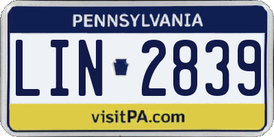PA license plate LIN2839