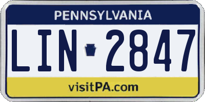 PA license plate LIN2847