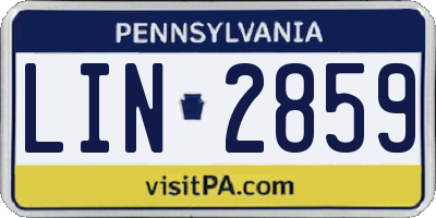 PA license plate LIN2859