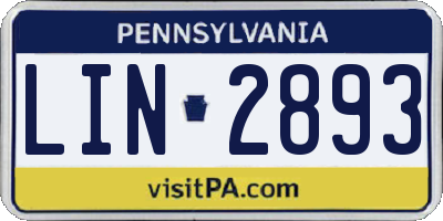 PA license plate LIN2893