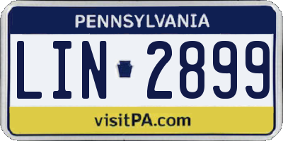 PA license plate LIN2899