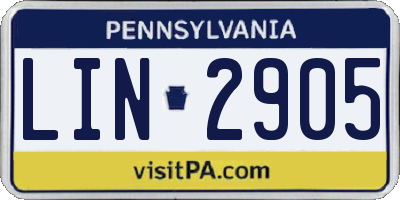 PA license plate LIN2905