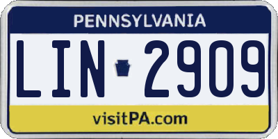 PA license plate LIN2909