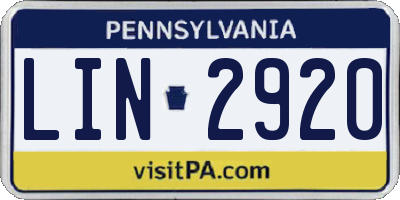 PA license plate LIN2920