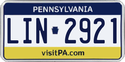 PA license plate LIN2921