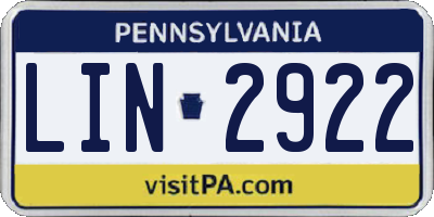 PA license plate LIN2922